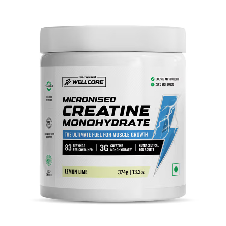 Wellcore - Pure Micronised Creatine Monohydrate | Lemon Lime (374g, 83 servings) (Lemon Lime)